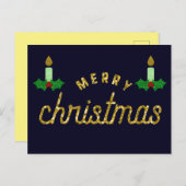 Carte Postale Bougie de Noël parties scintillant (Devant / Derrière)