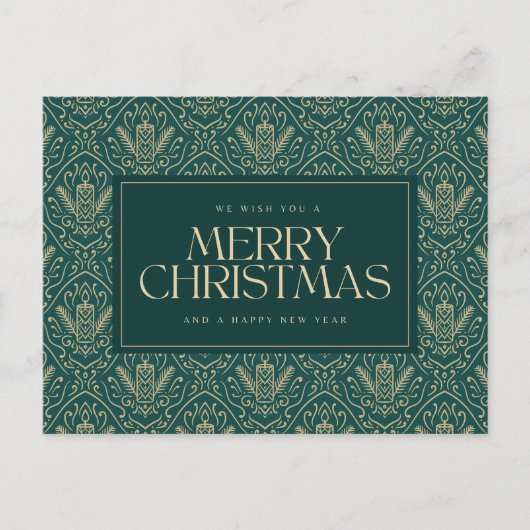 Carte Postale Bougie de Noël Vert foncé (Devant)