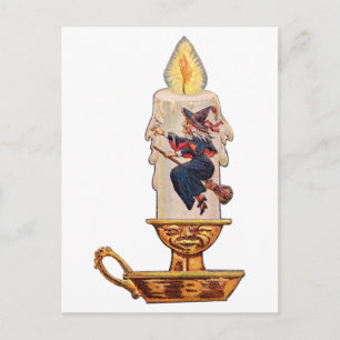 Carte Postale Bougie de Sorcière (Carte vintage d'Halloween)