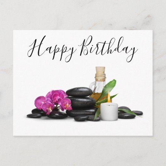 Carte Postale Bougie Fleur d'orchidée en pierre chaude du Spa (Devant)