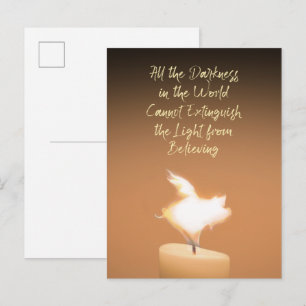 Carte Postale Bougie inspirante Espoir Foi Cochon Volant