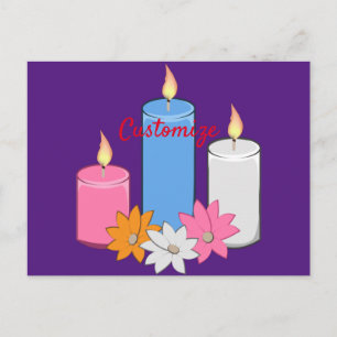Carte Postale Bougies Allumées Fleurs Thunder_Cove