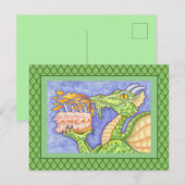 CARTE POSTALE BOUGIES D'ANNIVERSAIRE DRAGON QUI CRACHE DU FEU (Devant / Derrière)