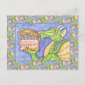 CARTE POSTALE BOUGIES D'ANNIVERSAIRE DRAGON SOUFFLANT DU FEU (Devant)