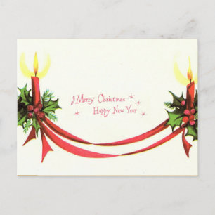 Carte Postale Bougies de Noël vintage joyeux