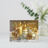 Carte Postale bougies d'or cônes de pin (Debout devant)