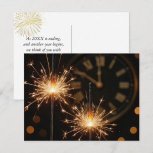 Carte Postale Bougies du Nouvel An sur une horloge de minuit