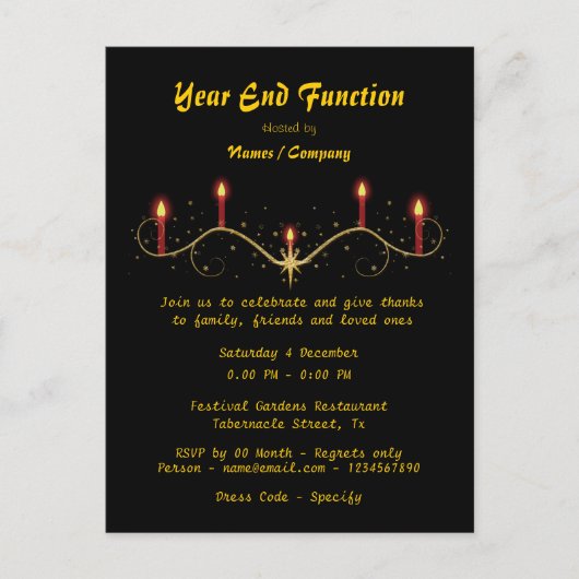 Carte Postale Bougies illuminées fête de fin d'année (Devant)