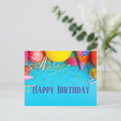 Carte Postale Bougies Joyeux Anniversaire, Cupcake, Paillettes (Debout devant)
