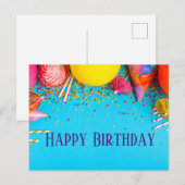 Carte Postale Bougies Joyeux Anniversaire, Cupcake, Paillettes (Devant / Derrière)