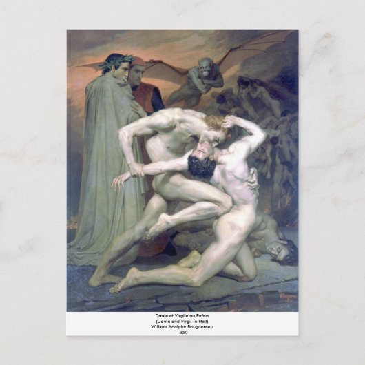 Carte Postale Bouguereau - Dante et Virgile au Enfers (Devant)