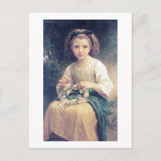 Carte Postale Bouguereau - Enfant Tressant une Couronne (Devant)