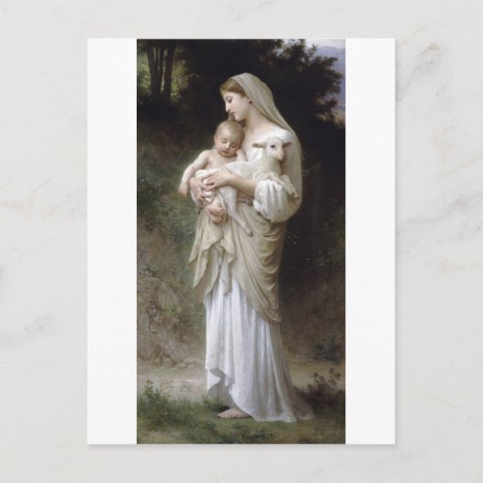 Carte Postale Bouguereau Innocence Lady Agneau-enfant (Devant)