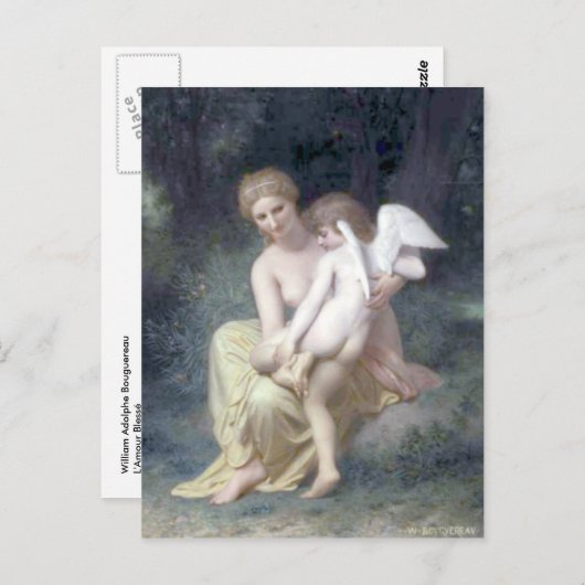 Carte Postale Bouguereau - L'Amour Blessé (Devant / Derrière)