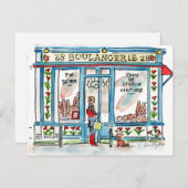 Carte Postale BOULANGERIE 28 Aquarelle de Paris (Devant / Derrière)
