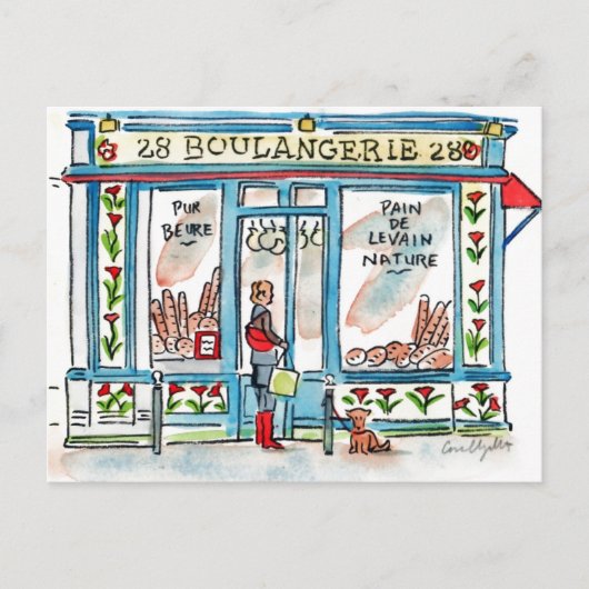 Carte Postale BOULANGERIE 28 Aquarelle de Paris (Devant)