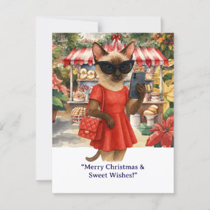 Carte Postale Boulangerie Cat Christmas à thème pour les Amoureu