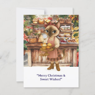 Carte Postale Boulangerie Cat Christmas à thème pour les Amoureu