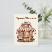 Carte Postale Boulangerie d'aquarelle de Noël ajouter du texte (Debout devant)