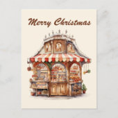 Carte Postale Boulangerie d'aquarelle de Noël ajouter du texte (Devant)