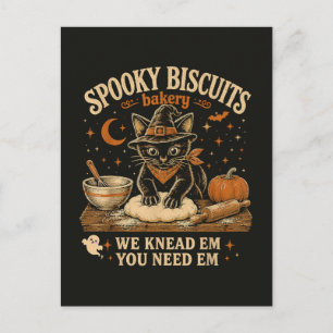 Carte Postale Boulangerie de biscuits effrayants Black Cat Hallo