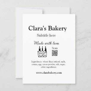 Carte Postale Boulangerie gâteau ajouter ingrédients fabriqués a