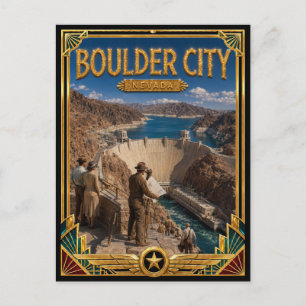 Carte Postale Boulder City Nevada Art Déco Vintage Âge d'Or