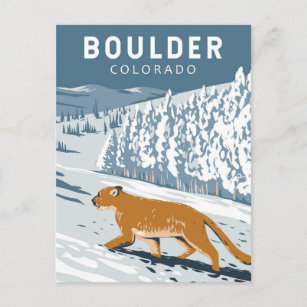 Carte Postale Boulder Colorado Cougar Retro Travel Art Vintage