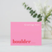 Carte Postale Boulder Colorado typographique rose (Debout devant)