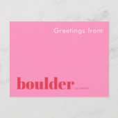 Carte Postale Boulder Colorado typographique rose (Devant)