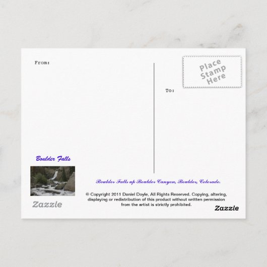 Carte Postale Boulder Falls (Dos)