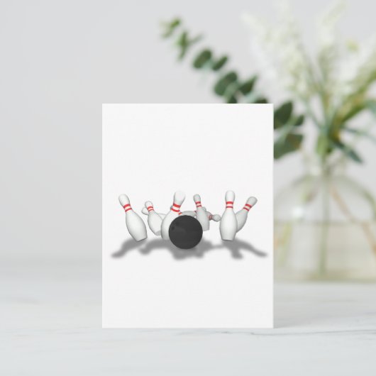 Carte Postale Boule de Bowling & Épingles : Modèle 3D : (Debout devant)