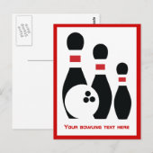 Carte Postale Boule de Bowling et broches verticales personnalis (Devant / Derrière)