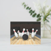 Carte Postale Boule de Bowling & Pins : Modèle 3D : (Debout devant)