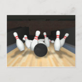 Carte Postale Boule de Bowling & Pins : Modèle 3D : (Devant)