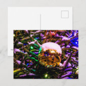 Carte Postale Boule de décoration de Noël jaune (Devant / Derrière)