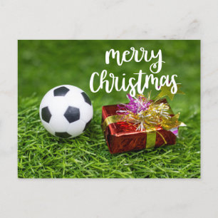 Carte Postale Boule de football avec cadeau Joyeux Noël