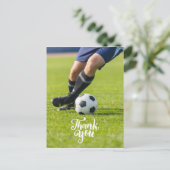 Carte Postale Boule de football avec Merci de mot sur herbe vert (Debout devant)
