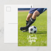 Carte Postale Boule de football avec Merci de mot sur herbe vert (Devant / Derrière)