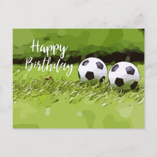 Carte Postale Boule de football avec mot Joyeux Anniversaire sur
