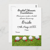 Carte Postale Boule de golf avec amour sur gazon vert nuptiale (Devant / Derrière)