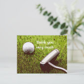 Carte Postale Boule de golf avec aquarelle putter merci (Debout devant)