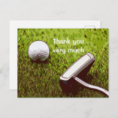 Carte Postale Boule de golf avec aquarelle putter merci (Devant / Derrière)