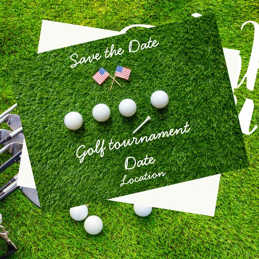 Carte Postale Boule de golf avec drapeau d'Amérique sur herbe ve