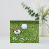 Carte Postale Boule de golf avec ruban de Noël à Noël (Debout devant)