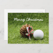 Carte Postale Boule de golf de Noël et cône de pin pour golfeur (Devant / Derrière)