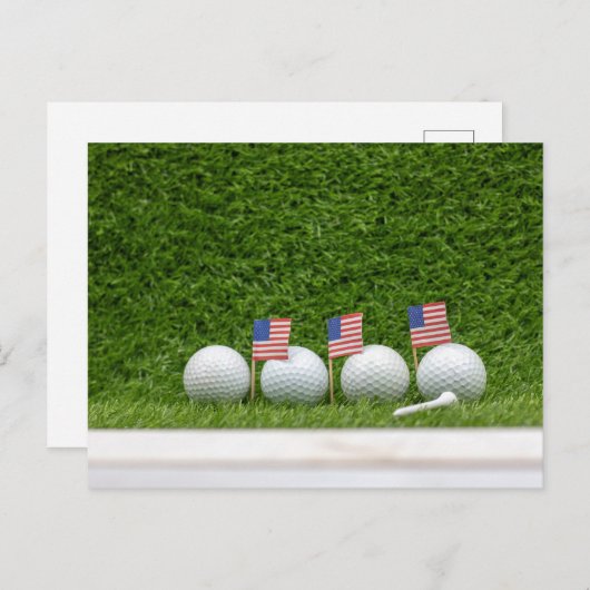 Carte Postale Boule de golf du 4 juillet avec drapeau de l'Améri (Devant / Derrière)