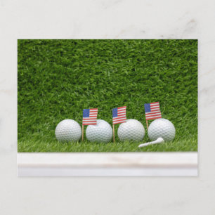 Carte Postale Boule de golf du 4 juillet avec drapeau de l'Améri