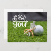 Carte Postale Boule de golf et tee sont sur l'herbe verte merci  (Devant / Derrière)