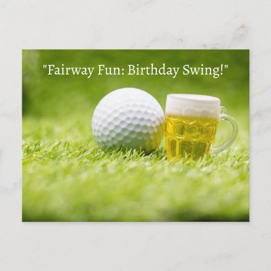 Carte Postale Boule de golf sur herbe verte pour l'anniversaire  (Devant)